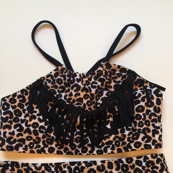 ART CLASS 2 Piece Bikini Swimsuit Cheetah Animal Print Fringe Little Girl’s XS - Picture 3 of 10
